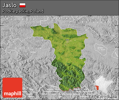 Satellite Map of Jaslo, lighten, desaturated