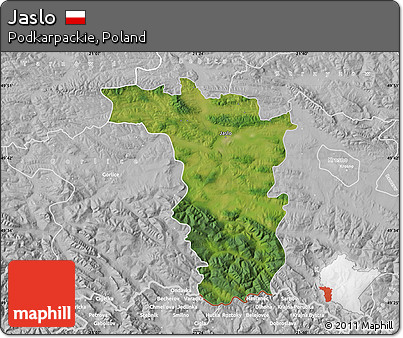 Satellite Map of Jaslo, lighten, desaturated
