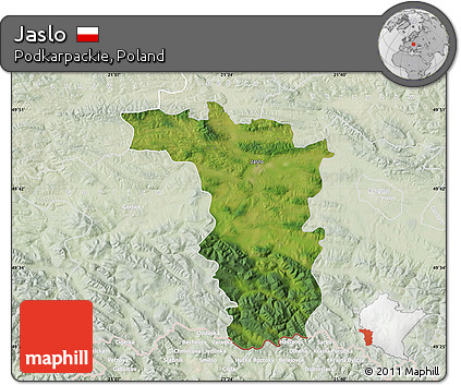 Satellite Map of Jaslo, lighten