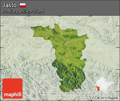 Satellite Map of Jaslo, lighten