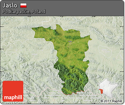 Satellite Map of Jaslo, lighten
