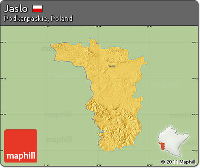 Savanna Style Map of Jaslo, single color outside