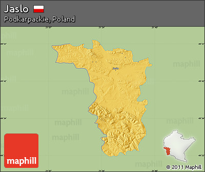 Savanna Style Map of Jaslo, single color outside