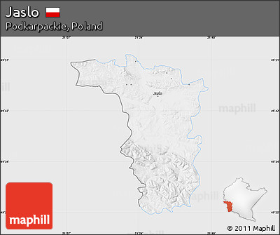 Silver Style Map of Jaslo, single color outside