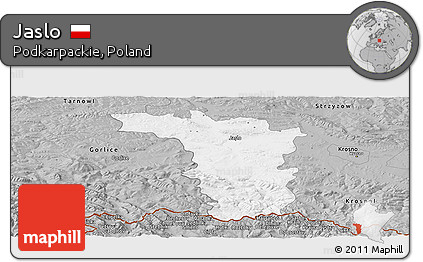 Gray Panoramic Map of Jaslo