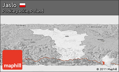 Gray Panoramic Map of Jaslo