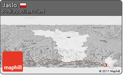 Gray Panoramic Map of Jaslo