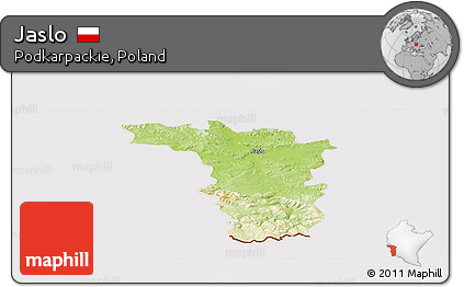 Physical Panoramic Map of Jaslo, cropped outside
