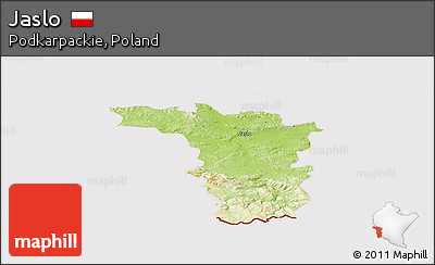 Physical Panoramic Map of Jaslo, cropped outside