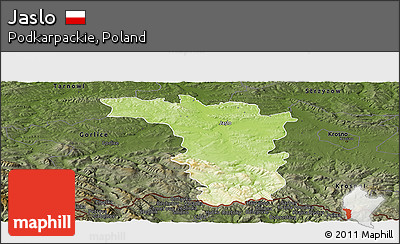 Physical Panoramic Map of Jaslo, darken