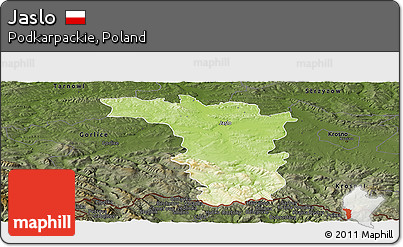 Physical Panoramic Map of Jaslo, darken