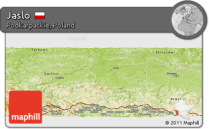 Physical Panoramic Map of Jaslo
