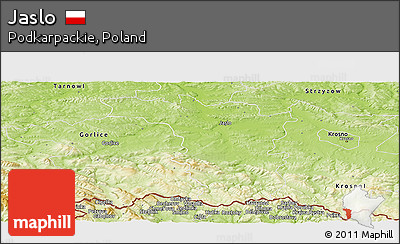 Physical Panoramic Map of Jaslo