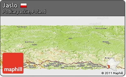 Physical Panoramic Map of Jaslo