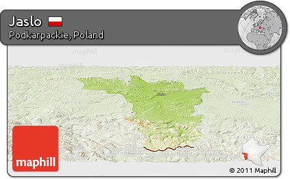 Physical Panoramic Map of Jaslo, lighten
