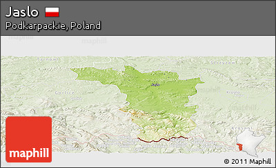 Physical Panoramic Map of Jaslo, lighten