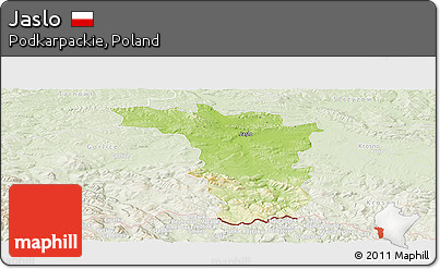 Physical Panoramic Map of Jaslo, lighten