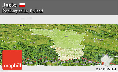 Physical Panoramic Map of Jaslo, satellite outside