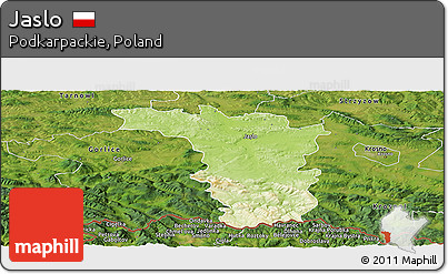 Physical Panoramic Map of Jaslo, satellite outside