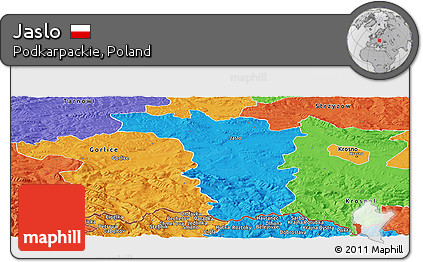 Political Panoramic Map of Jaslo