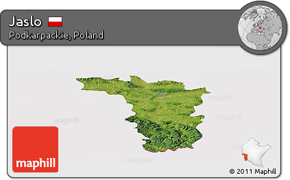 Satellite Panoramic Map of Jaslo, cropped outside