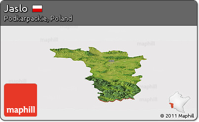 Satellite Panoramic Map of Jaslo, cropped outside