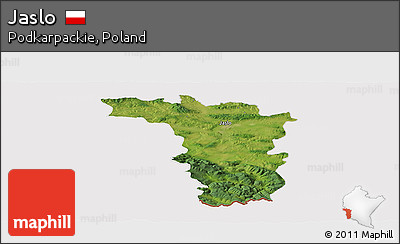 Satellite Panoramic Map of Jaslo, cropped outside