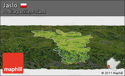 Satellite Panoramic Map of Jaslo, darken