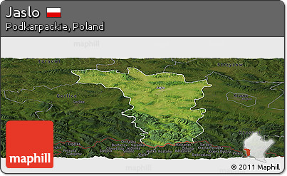 Satellite Panoramic Map of Jaslo, darken