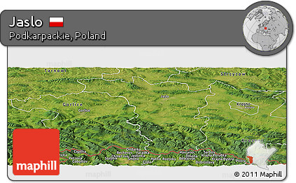 Satellite Panoramic Map of Jaslo