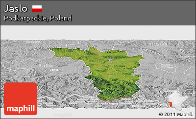 Satellite Panoramic Map of Jaslo, lighten, desaturated