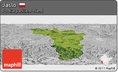 Satellite Panoramic Map of Jaslo, lighten, desaturated