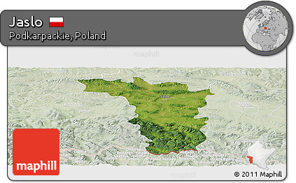 Satellite Panoramic Map of Jaslo, lighten