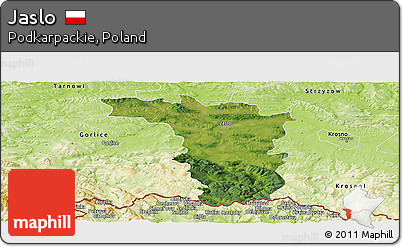 Satellite Panoramic Map of Jaslo, physical outside