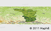 Satellite Panoramic Map of Jaslo, physical outside