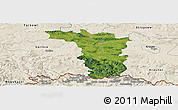 Satellite Panoramic Map of Jaslo, shaded relief outside