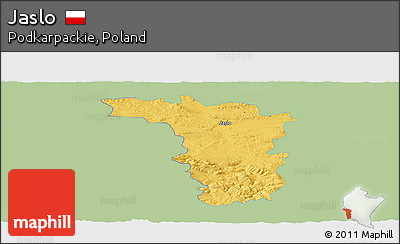 Savanna Style Panoramic Map of Jaslo, single color outside