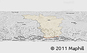 Shaded Relief Panoramic Map of Jaslo, desaturated