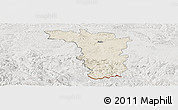 Shaded Relief Panoramic Map of Jaslo, lighten, semi-desaturated