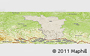 Shaded Relief Panoramic Map of Jaslo, physical outside