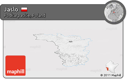 Silver Style Panoramic Map of Jaslo, single color outside