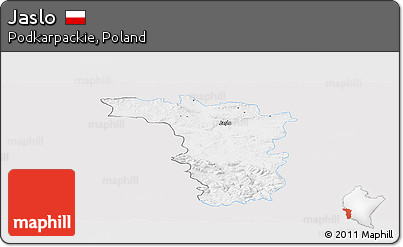 Silver Style Panoramic Map of Jaslo, single color outside