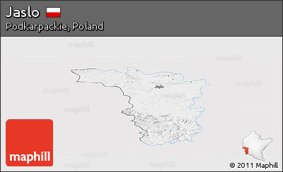 Silver Style Panoramic Map of Jaslo, single color outside