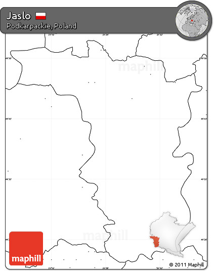 Blank Simple Map of Jaslo, no labels