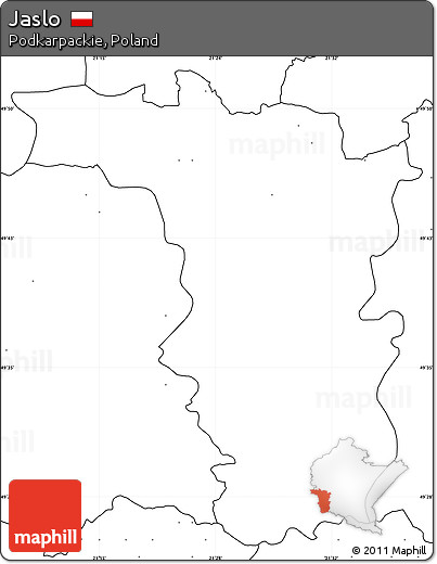 Blank Simple Map of Jaslo, no labels