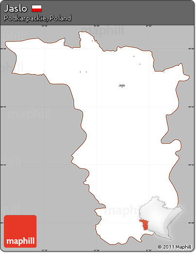 Gray Simple Map of Jaslo, cropped outside