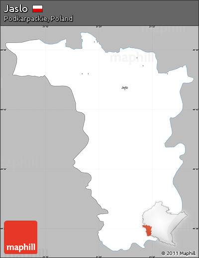 Gray Simple Map of Jaslo, single color outside