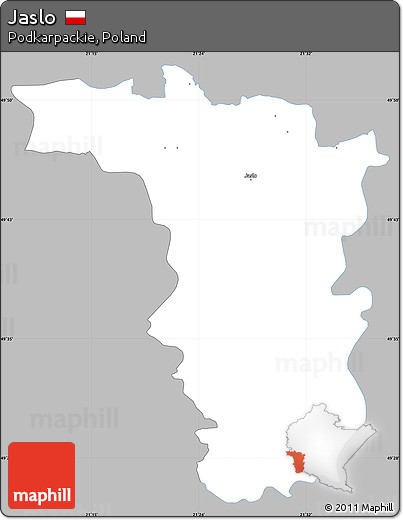 Gray Simple Map of Jaslo, single color outside