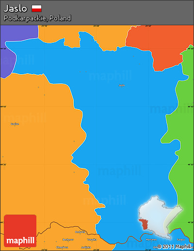 Political Simple Map of Jaslo