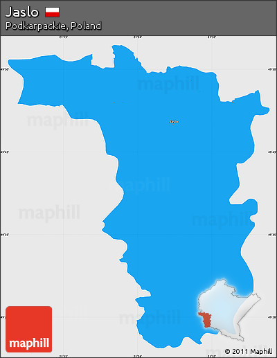 Political Simple Map of Jaslo, single color outside